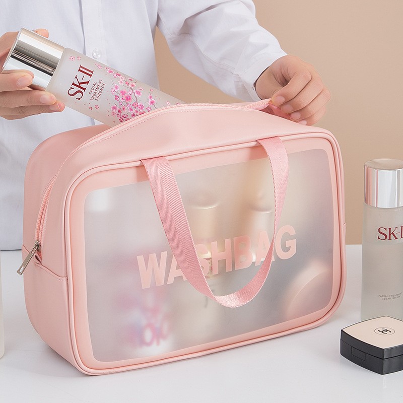 PVC transparent waterproof makeup bag for women large capacity travel portable scrub toilet makeup bag dressing storage bag