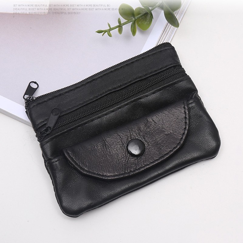 Women's Fashion Coin Purse Double Zipper Pocket Credit Card Holder Change Wallet Unisex Casual Solid Color Simple Handbag Purse