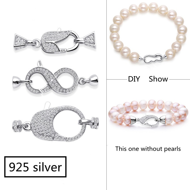 Silver 925 plated platinum inlaid pearl bracelet necklace multi-row double row connection buckle DIY jewelry accessories