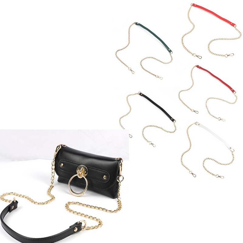 1pc 120cm Metal Chain Strap with Leather DIY Replacement Bag Chain Adjustable Bag Straps Single Purse Shoulder Strap for Bag