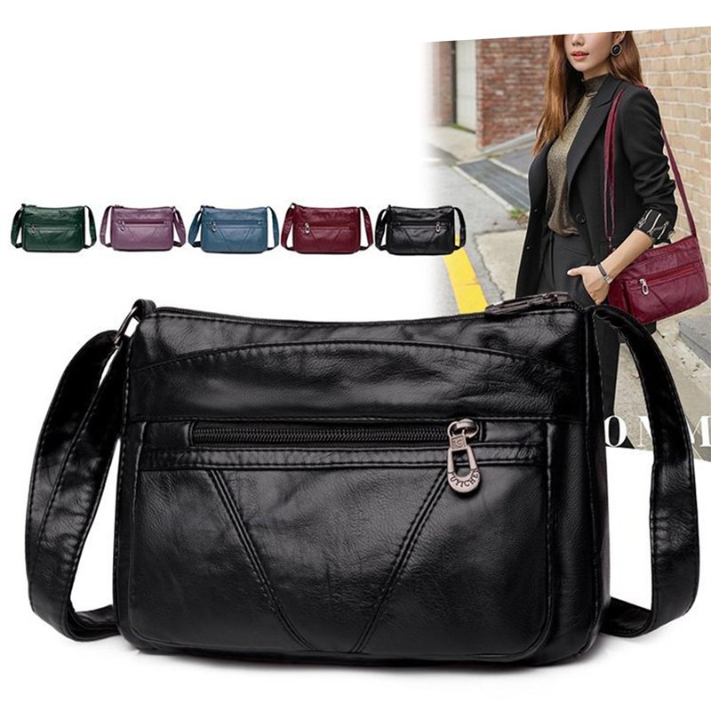 High Quality Women's Soft PU Leather Shoulder Bags For Women Multilayer Classic Crossbody Bag Handbags Purses