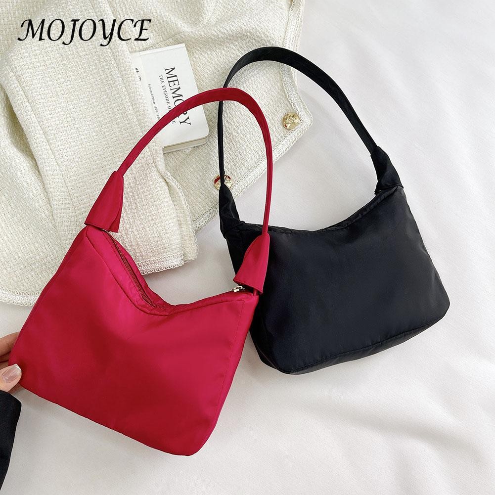 Women Shoulder Bag Zipper Crossbody Bag Solid Color Small Designer Crescent Shape Clutch Bag Multifunctional Ladies Handbag