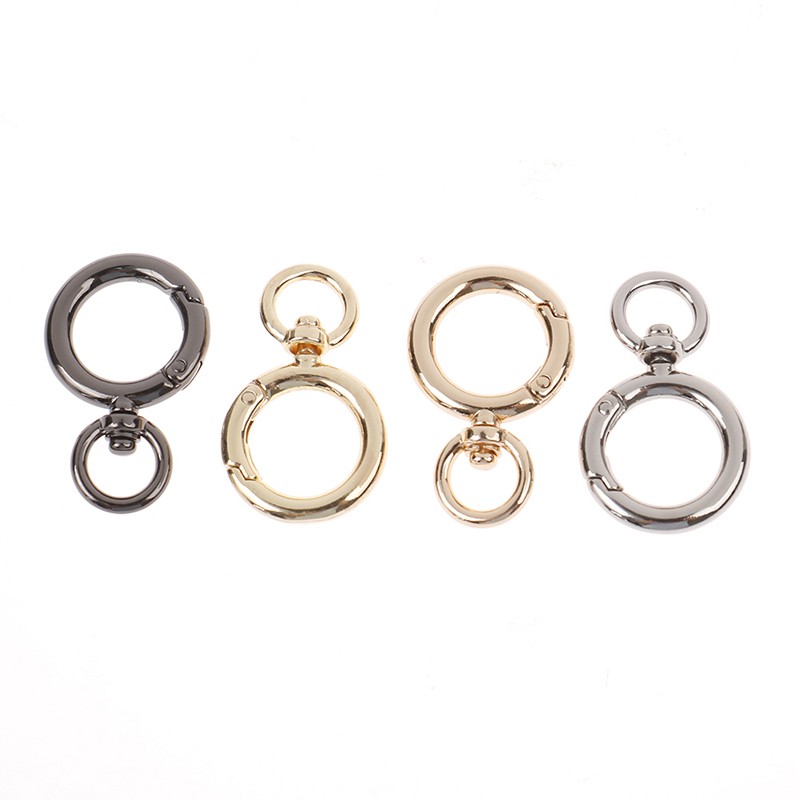 4pcs Open Circle Snap Hook Spring Gate O Ring Trigger Clasps Leather Bag Strap