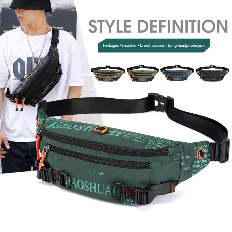 New outdoor men letter waist bag street trend chest bag messenger bag sports running close fitting fanny pack