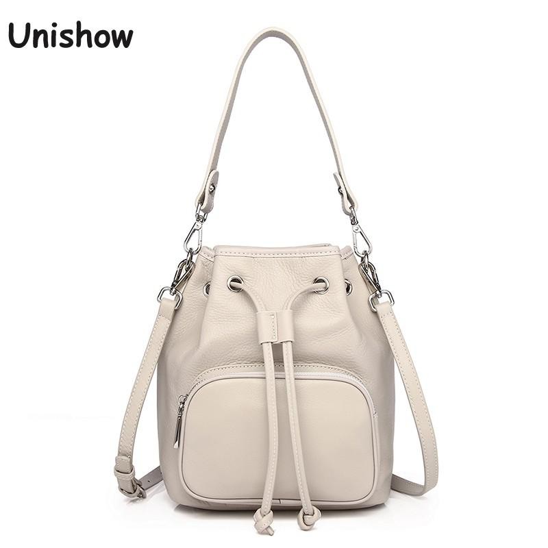 Fashion Bucket Bag Genuine Leather Women Shoulder Bag 2022 Simple Casual Luxury Crossbody Bag Designer Lady Summer Clutch Bag