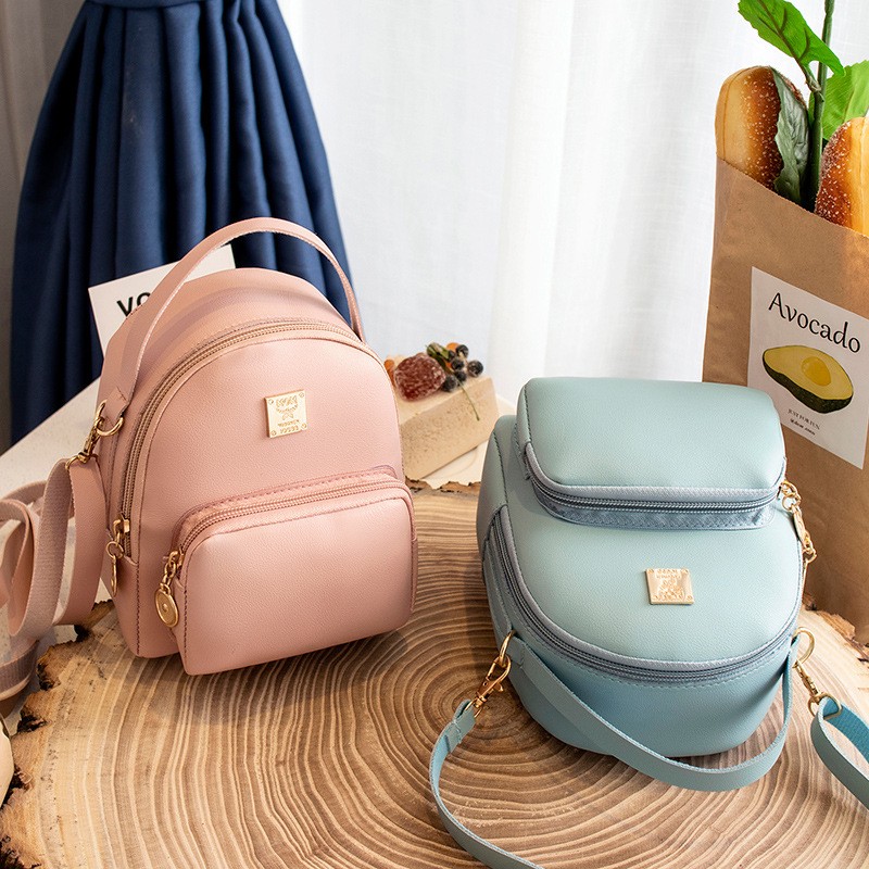 Ladies Backpack Luxury Pu Pikawai Cute and Elegant Girls School Bag Simple Pure Color Backpack Mochila