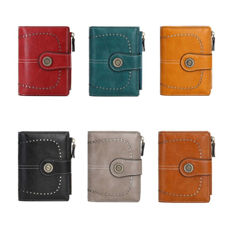 Pu Leather Wallet Women Short Zipper Wallets Retro Small Coin Purse Money Bag Wallet For Female Card Holder