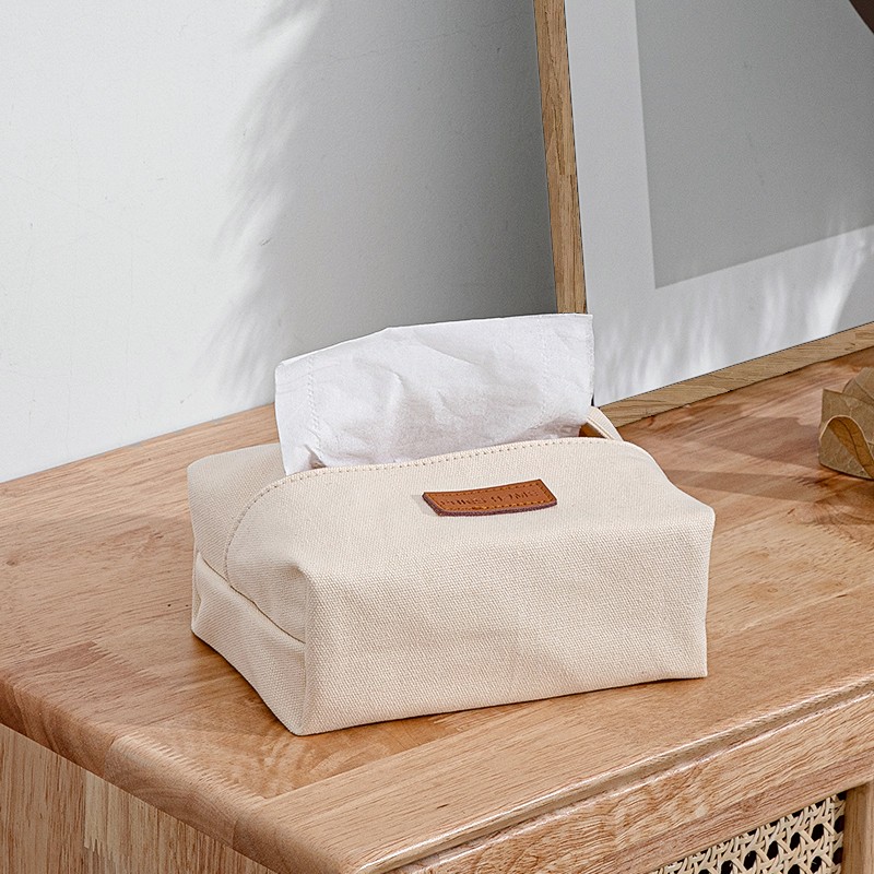 Cotton Canvas Simple Tissue Box Living Room Pumping Tissue Box Car Towel Napkin Paper Holder Pouch Chic Table Home Decor