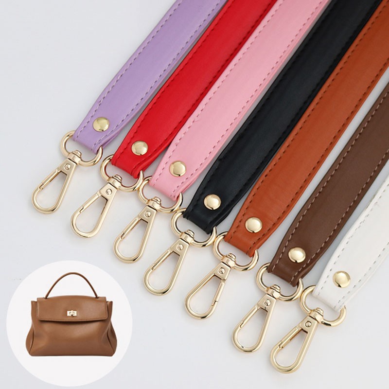 PU Leather Bag Handle Solid Color Bag Belt Replacement Handbag Strap Short Belt Bag Accessories