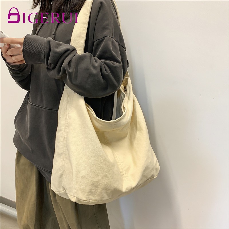 DIGERUI Casual Messenger Bag Women Shopper Canvas Tote Bag Female Solid Simple Large Capacity Shoulder Bag Female Crossbody Bags