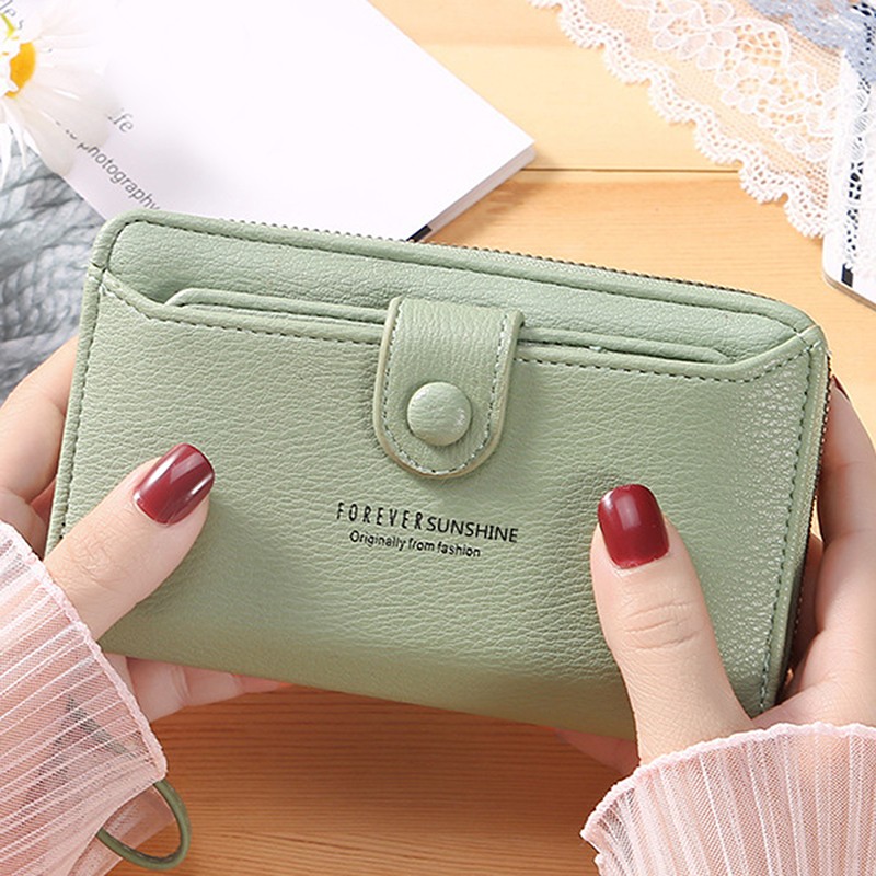 Brand Yellow Women Wallet Soft PU Leather Female Small Purse Hasp Card Holder Coin Short Wallets Slim Small Purse Zipper Keychain