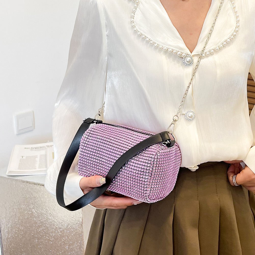 المرأة مشرق الماس حمل حقيبة المحمولة الإناث Crossbody محفظة حقيبة سلسلة سستة الكتف رسالة دلو مخلب الحقيبة حقيبة يد 2022