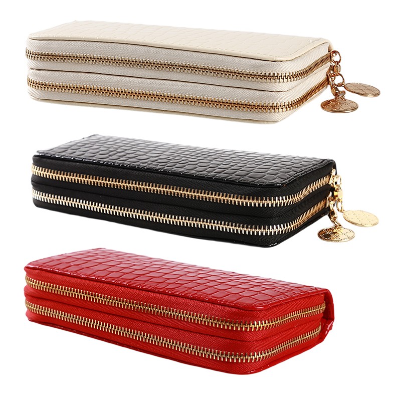 Red/White/Black Women Double Zipper Wallets Ladies Wallet Fashion Purse Female Long Fashion Design Handbag Phone Bag Hot Sale