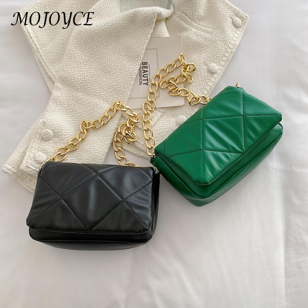 Women's PU Leather Chain Messenger Bag New Solid Color Flap Crossbody Bag Ladies Designer Handbags Summer Trend Bags For Women