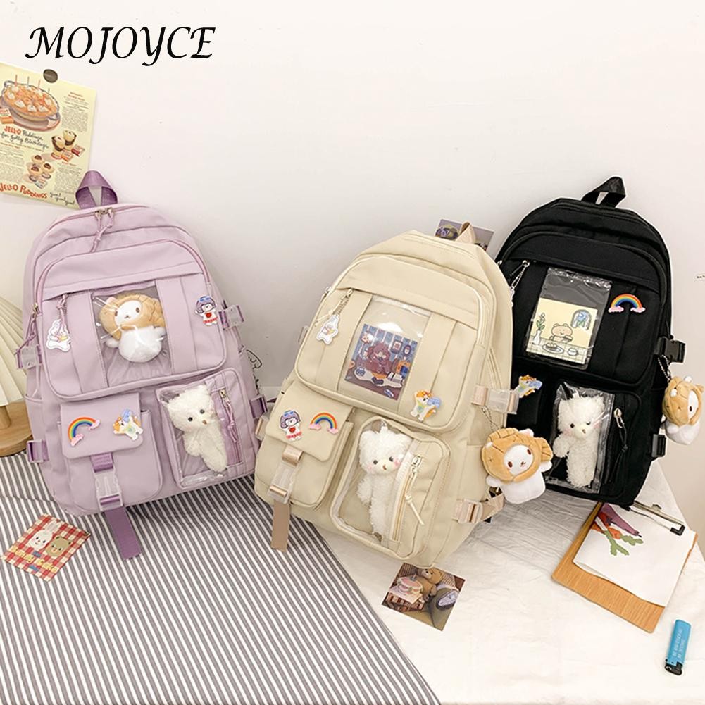 Student Nylon Multi-Pocket Backpacks Lightweight Large Capacity Zipper School Bag For Women Shopping Travel