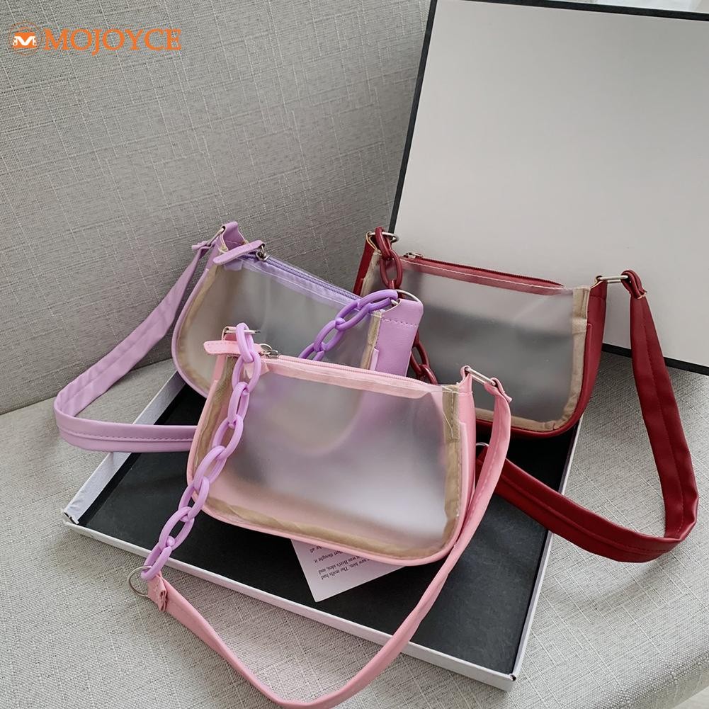 Summer Women Transparent Jelly Bag Female Hobos Beach Shoulder Bags Candy Color Ladies Underarm Bag Ladies Purse Tote Handbag