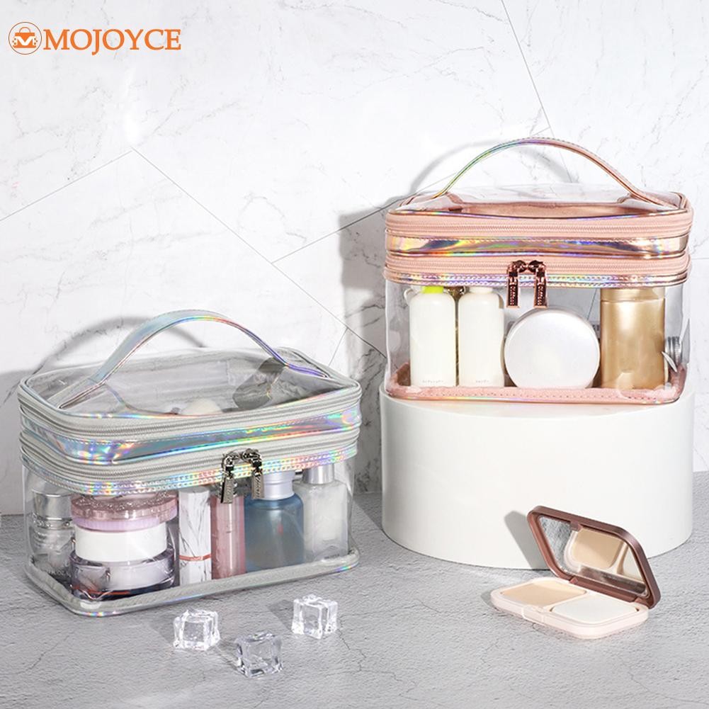 Travel PVC Cosmetic Bags INS Fashion Women Transparent Clear Zipper Makeup Bags Organizer Bath Wash Make Up Tote Handbags Case