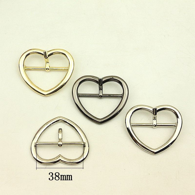 20pcs ID38mm Fashion Metal Heart Pin Buckles Strap Belt Adjust Adjuster Clasp Hook DIY Clothes Shoes Decoration Buckle