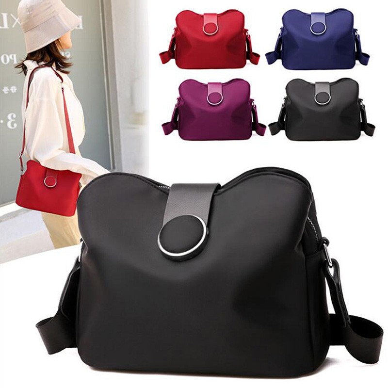 Fashion Women Crossbody Bag Black Soft Nylon Shoulder Bag Patchwork Messenger Bag Small Flap Bags Bolsas Feminina