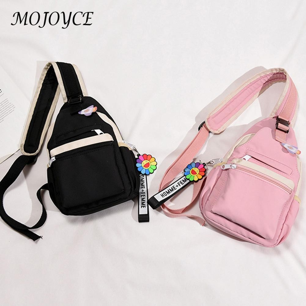 Women's Nylon Chest Bag Zipper Handbag Student Shoulder Causal Backpack For Women Student School Travel