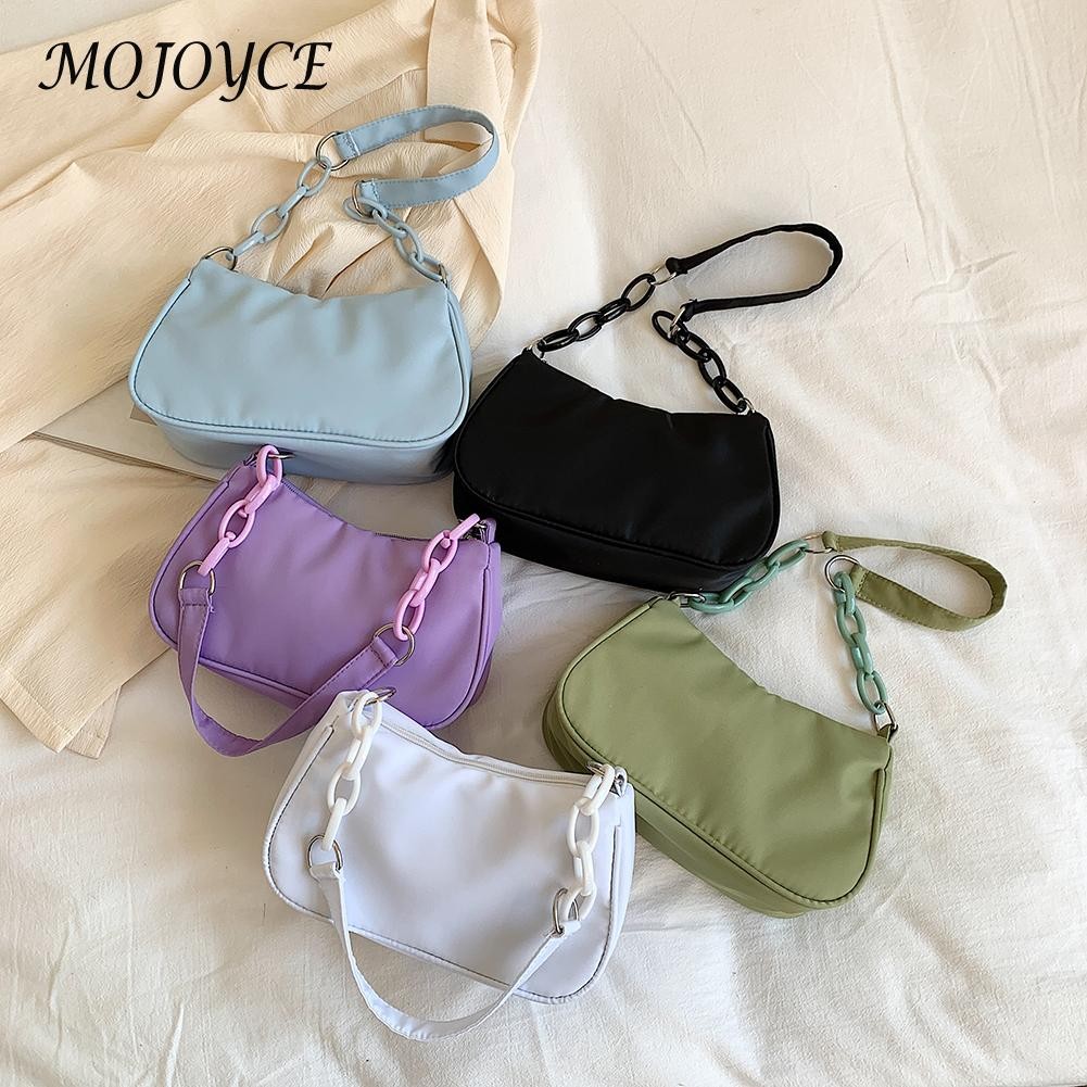 Solid Color Crescent Shape Shoulder Bag Elegant Women Large Casual Small Handbag Leisure Purse Bag for Women