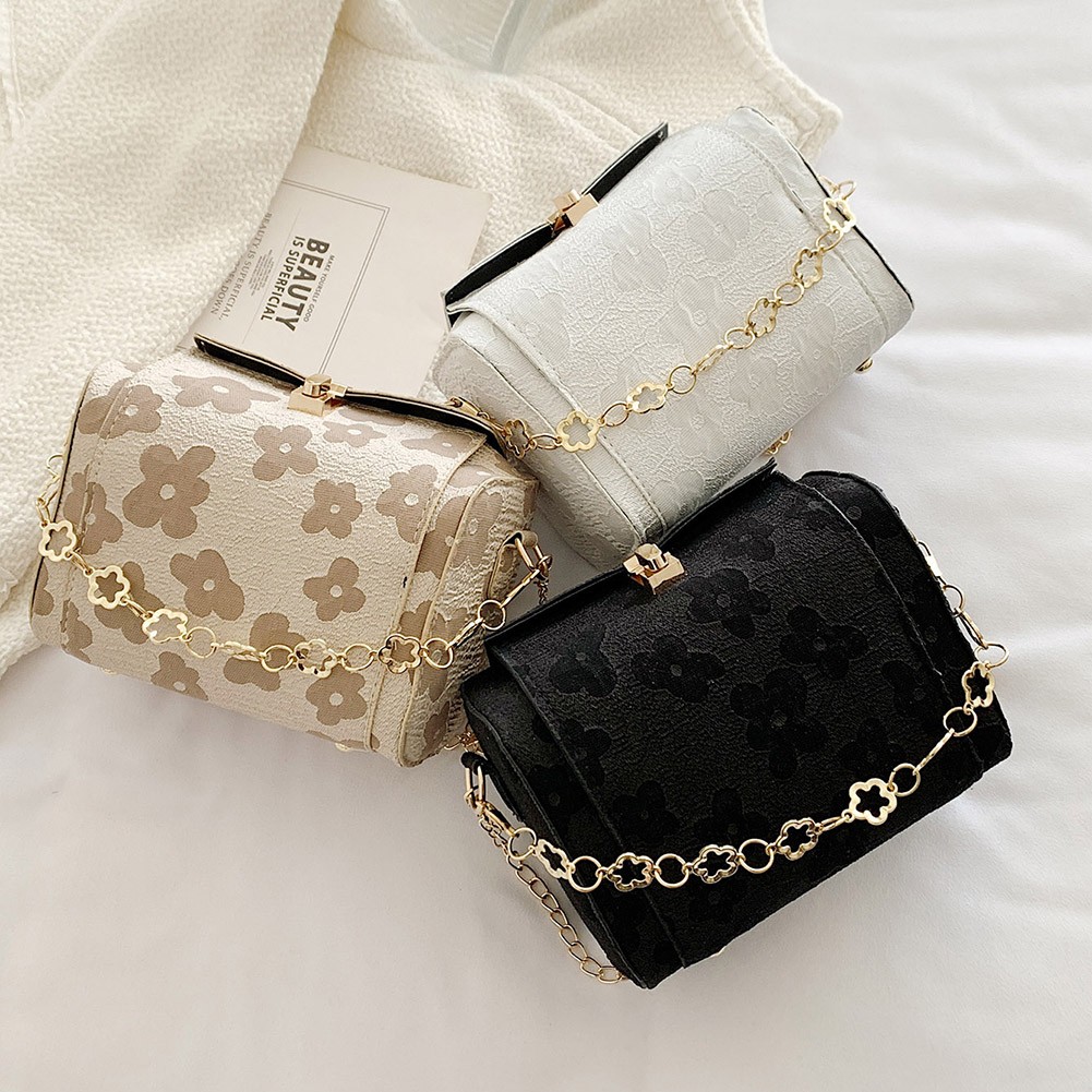 Simple Woven Fabric Women Shoulder Bag Elegant Casual Small Flower Chain Handbag Designer Leisure Purse Bag For Women Girls