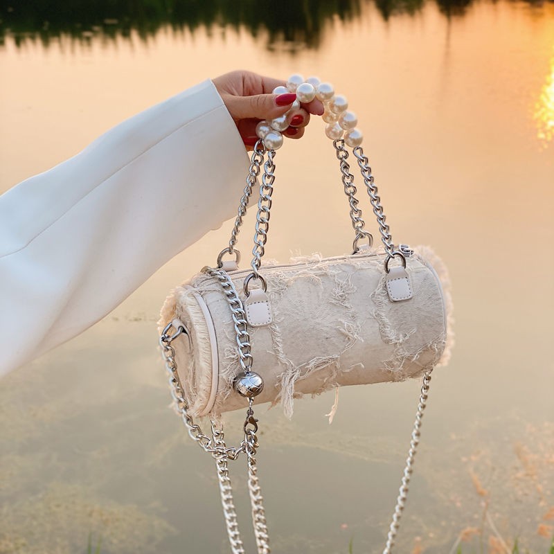 MBTI Elegant Tassel Women Shoulder Bag Decoration Chains Top Handle Bags Fashion 2022 Ladies Concise Hot Sale Bucket Bolso Mujer