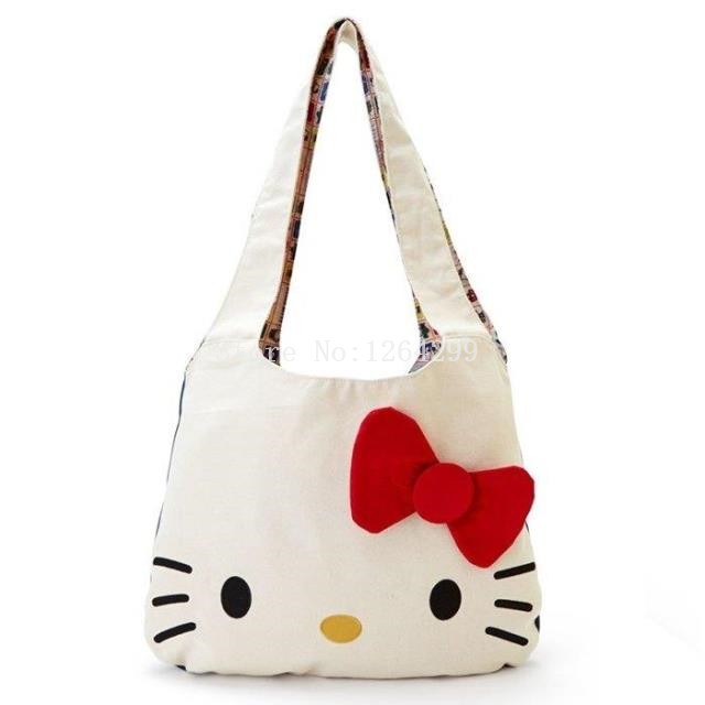 New Fashion KT Girls Canvas Shoulder Bags Woman Shopping Bag