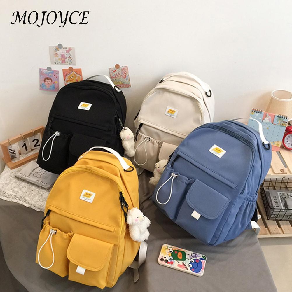 Fashionable single color nylon travel backpack large capacity female student daily shopping travel bag