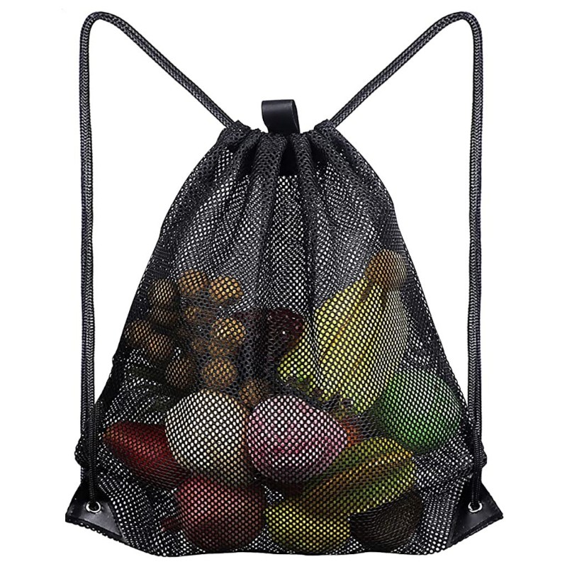 Heavy Duty Drawstring Mesh Bag Beach Sports Equipment Storage Bag Swimming X7YA