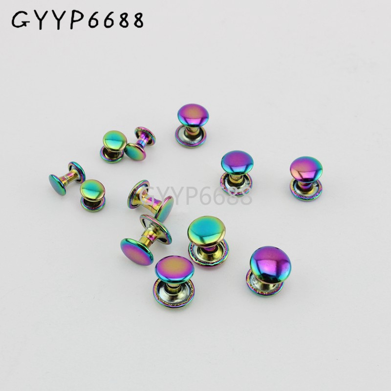 10-30-100pcs 6*6mm 8*8mm 10*8mm iridescent rainbow fastened double rivet stud for shoes,DIY metal rivets accent on accent