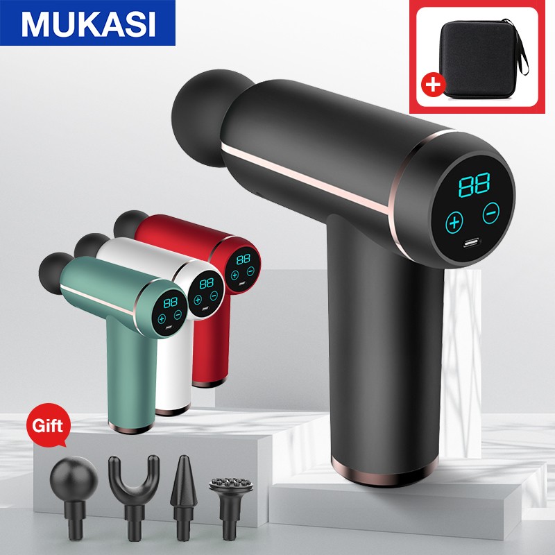 MUKASI LCD Display Massage Gun Portable Percussion Gun Massager for Body Neck Deep Tissue Muscle Relax Gout Pain Relief