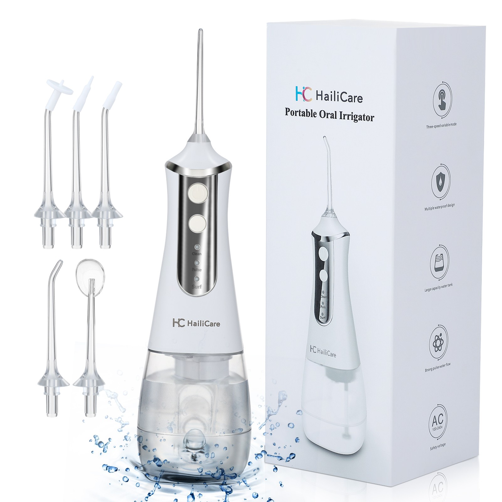 Dental Water Flosser Dental Water Jet Portable Oral Water Flosser Dental Water Pick Tools USB 350ml Waterproof 3 Modes 5 Nozzles Mouth Washer