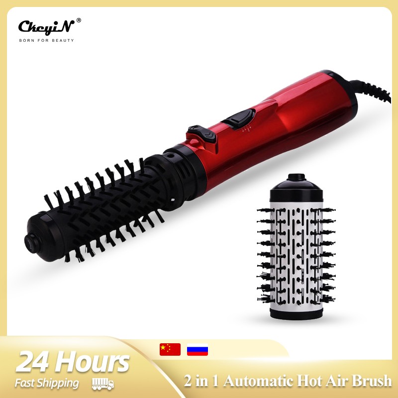 2 in 1 Automatic Rotating Brush for Hair Dryer, Comb for Curly Round Hair, Adjustable Wavy Irons, Wet and Dry Speed