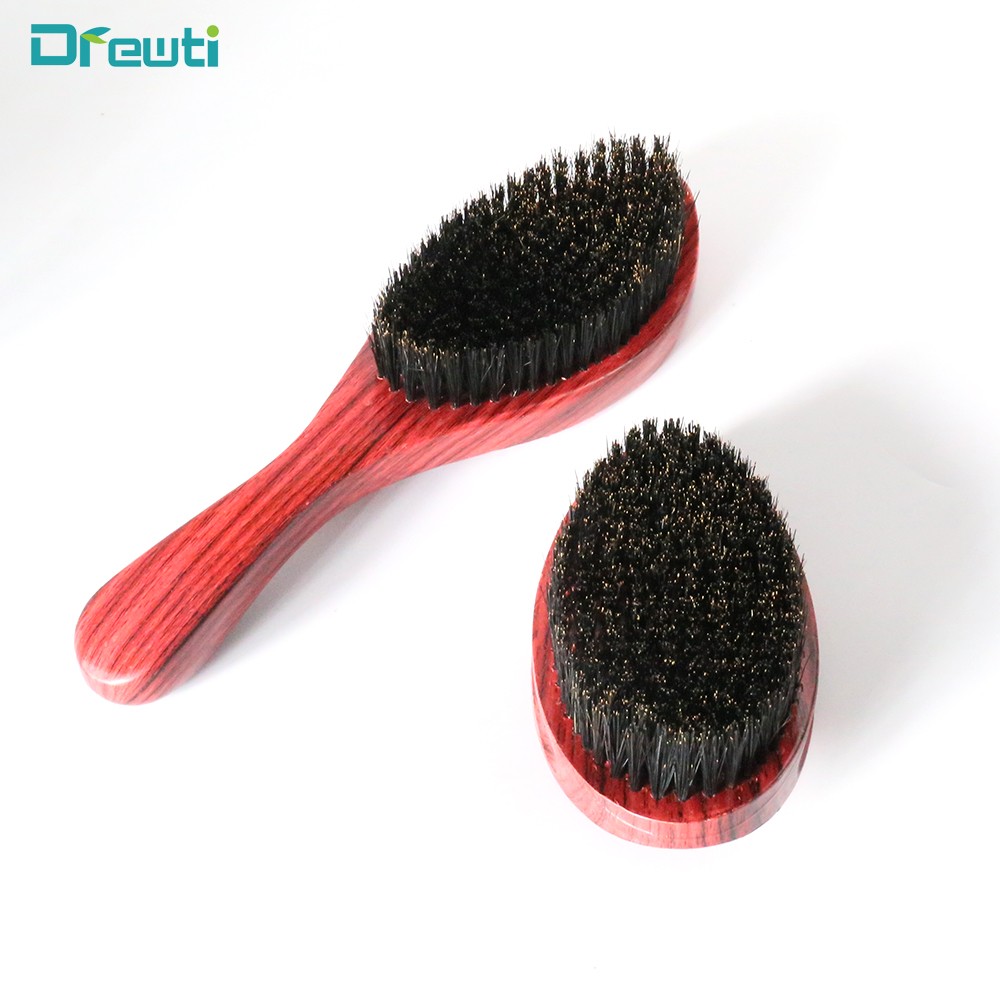 Dreyouti Wave Hard Bristle Boar Hair Brush Wooden Head Curved Palm Combs 360 Man Hairdressing Hair Styling Tools For African