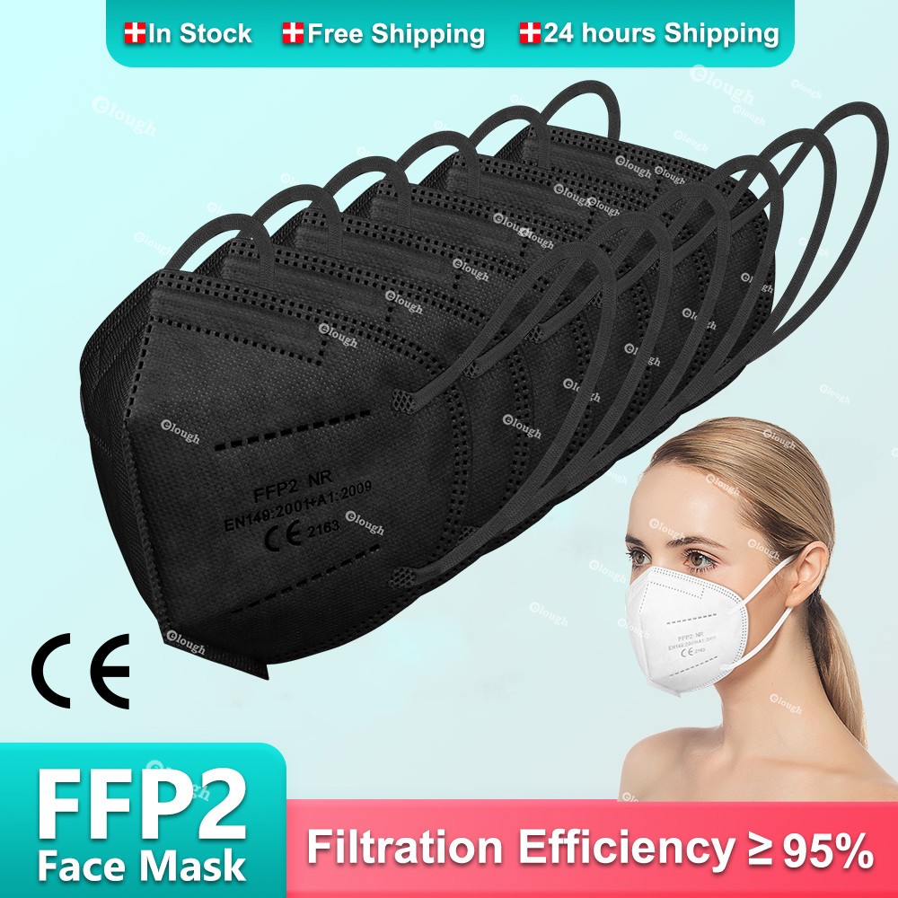 أقنعة الكبار FFP2 Mascarillas Negras KN95 قناع الوجه وافق FPP2 5 رقائق قناع أسود ffp2قناع ffp2reuse zable قناع ffp3 masque CE