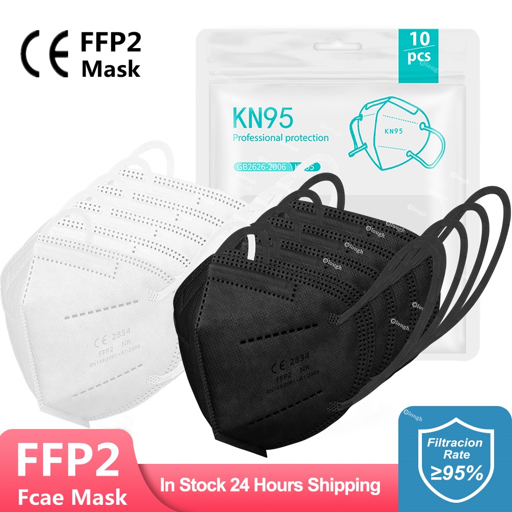 10-200 قطعة CE KN95 أقنعة أسود أبيض معتمد FFP2 أقنعة FPP2 المعتمدة KN 95 قناع الوجه 5 طبقات FFP2 Mascarillas Negras FFP 2