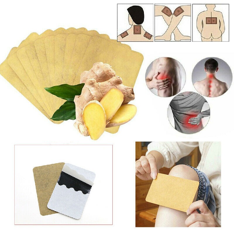 10pcs Ginger Detox Patches Body Neck Knee Pad Herbal Pain Relief Health Care Body Detox Foot Patch Ginger Adhesive Pads TSLM1