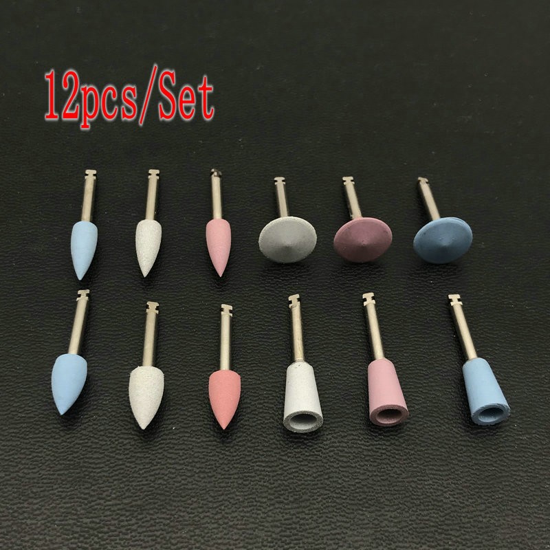 12pcs/lot Dental Silicone Grinding Heads Dental Polisher for Low Speed ​​Polishing Machine Dental Lab Dental Tools