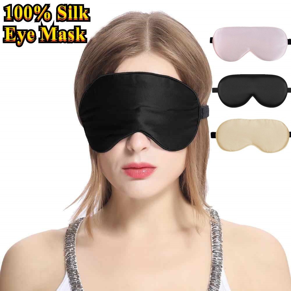 100% Natural Silk Sleeping Eye Patch Smooth Soft Sleeping Eye Mask with Adjustable Strap Blocks Light Eye Shade Cover Blindfold