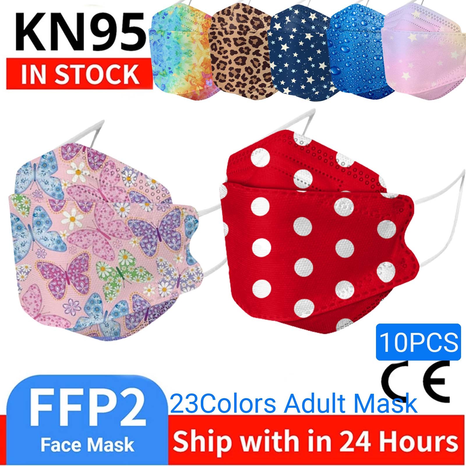 10pcs 23colors KN95 Mask Adult Butterfly Polka Dot Leopard Printed kf94mascarillas Fish FPP2 Mask FFP2 Mask Face Mask