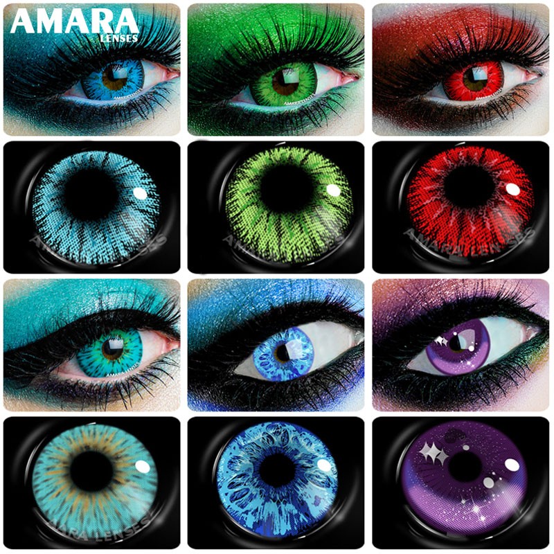 AMARA 2pcsCosplay أنيمي عيون العدسات للعيون AYY سلسلة ماكياج Sharingan الجمال العدسات اللاصقة العين مستحضرات التجميل اللون عدسة عيون