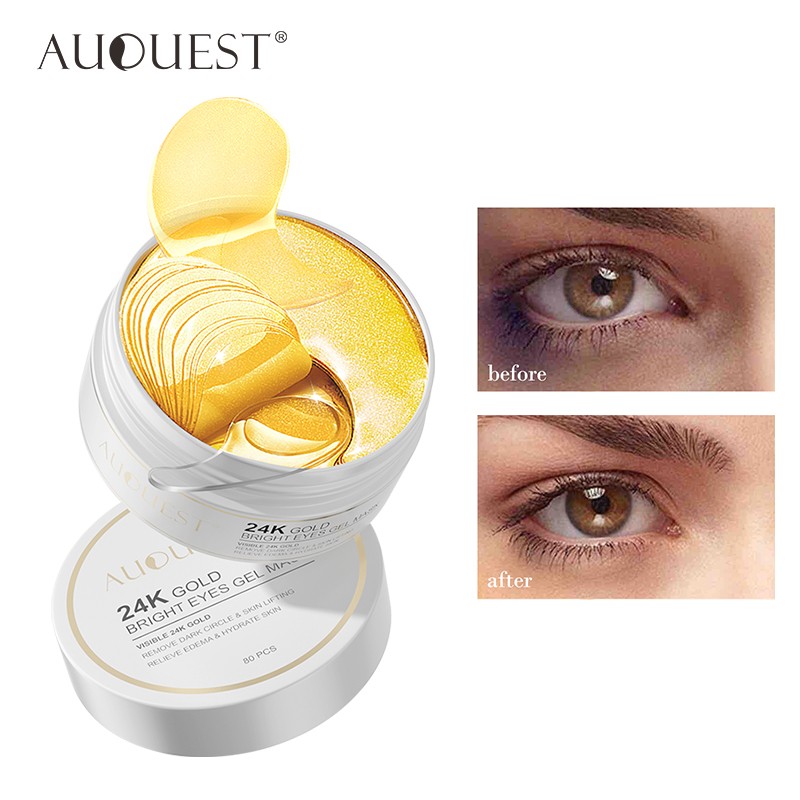 AUQUEST 24K Gold Eye Mask Anti Dark Circle Crystal Collagen Anti Aging Wrinkle Mask Remove Eye Bags Skin Care Korean Cosmetics