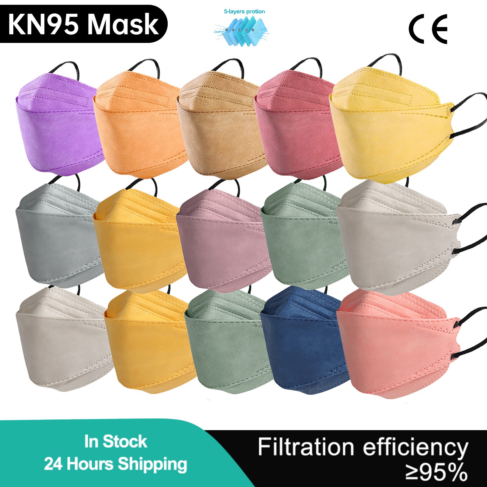 قناع FFP2 معتمد بشهادة CE Morandi Colores Mascarilla KN95 للكبار من 4 طبقات ffp2mascarillas FPP2 FP2 قناع FFP 2