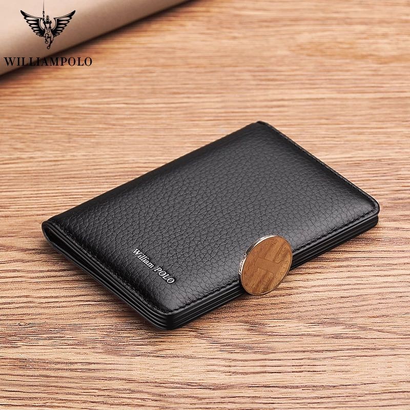 WILLIAMPOLO - Men's Slim Wallet, Luxury Genuine Leather Card Holder, Slim Wallet, New Fashion