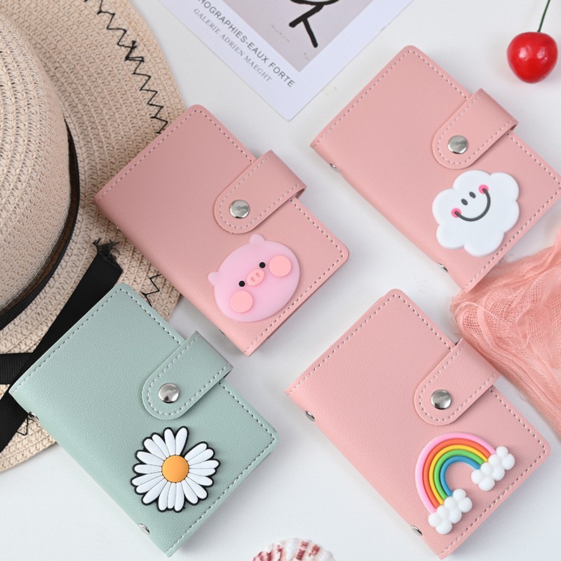 New Student Cute Meal Card Holder Wallet PU Leather Cartoon 26 Bit Card Case Holder School Men Women Credit Card Bag ID