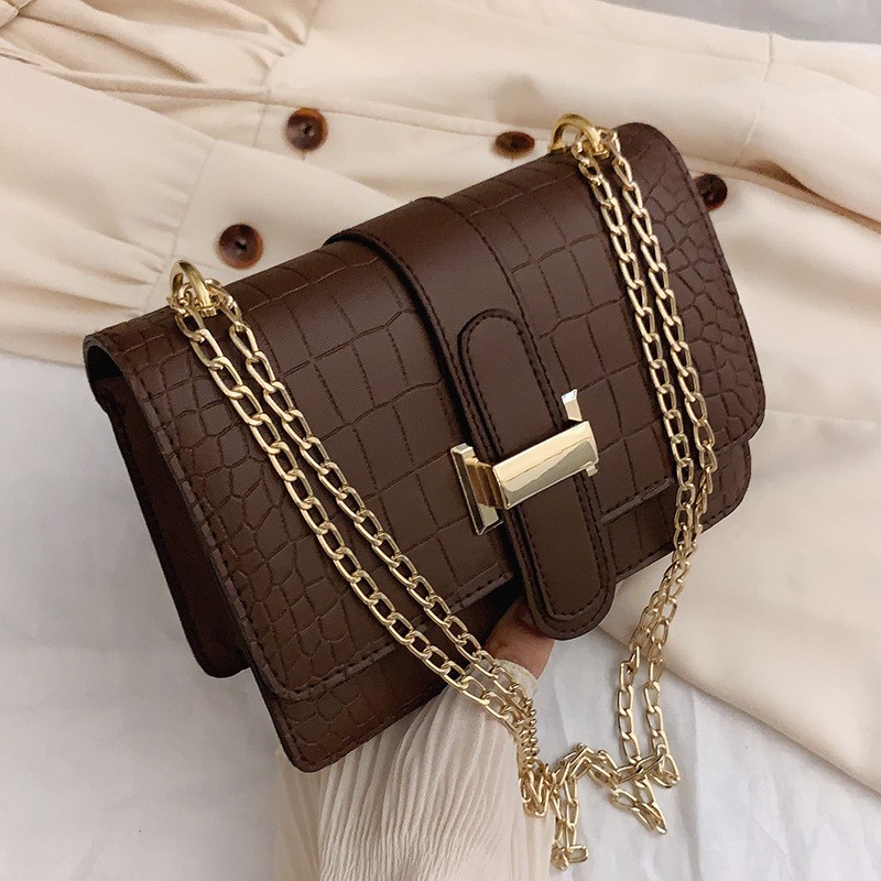 Bag women's shoulder bag stone pattern messenger women's bag 2022 spring new embossed solid color small square bag