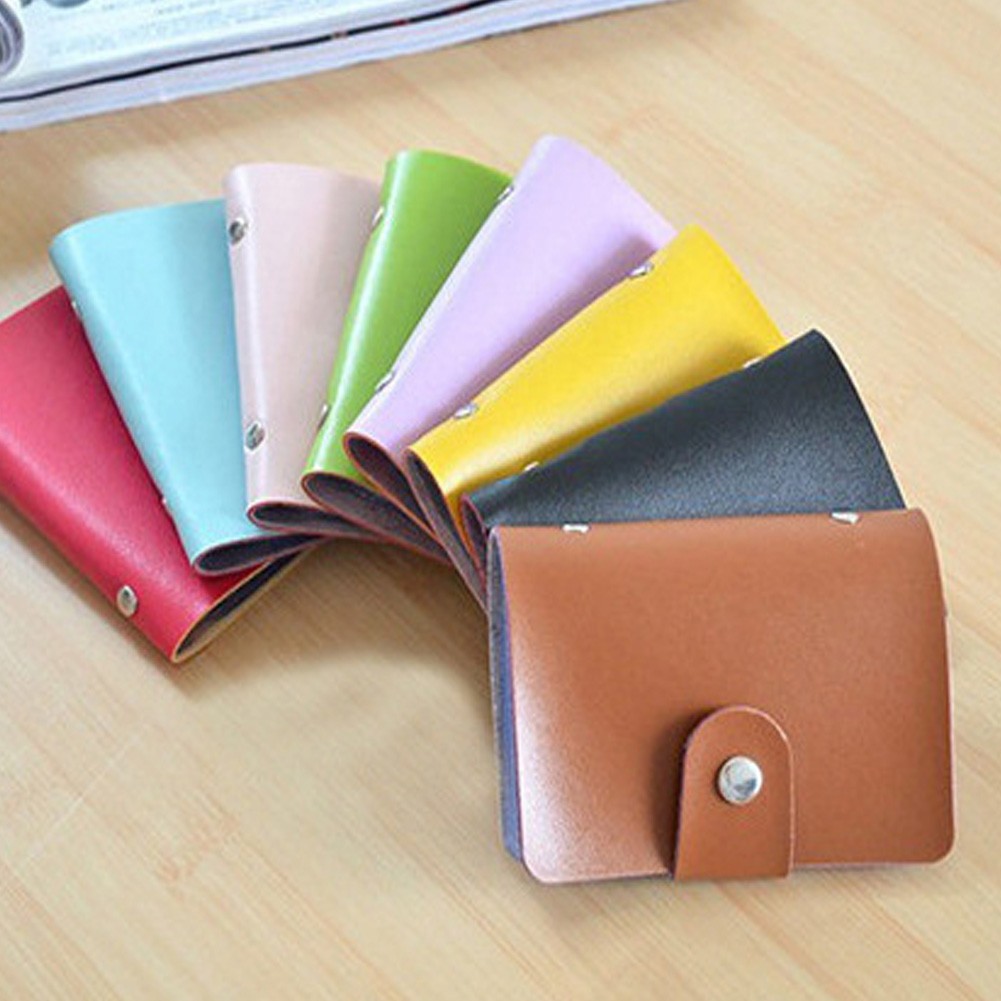 Casual Portable Durable Unisex PU Leather ID Credit Card Holder Solid Color Popular Useful Simple Slim Pocket Wallet