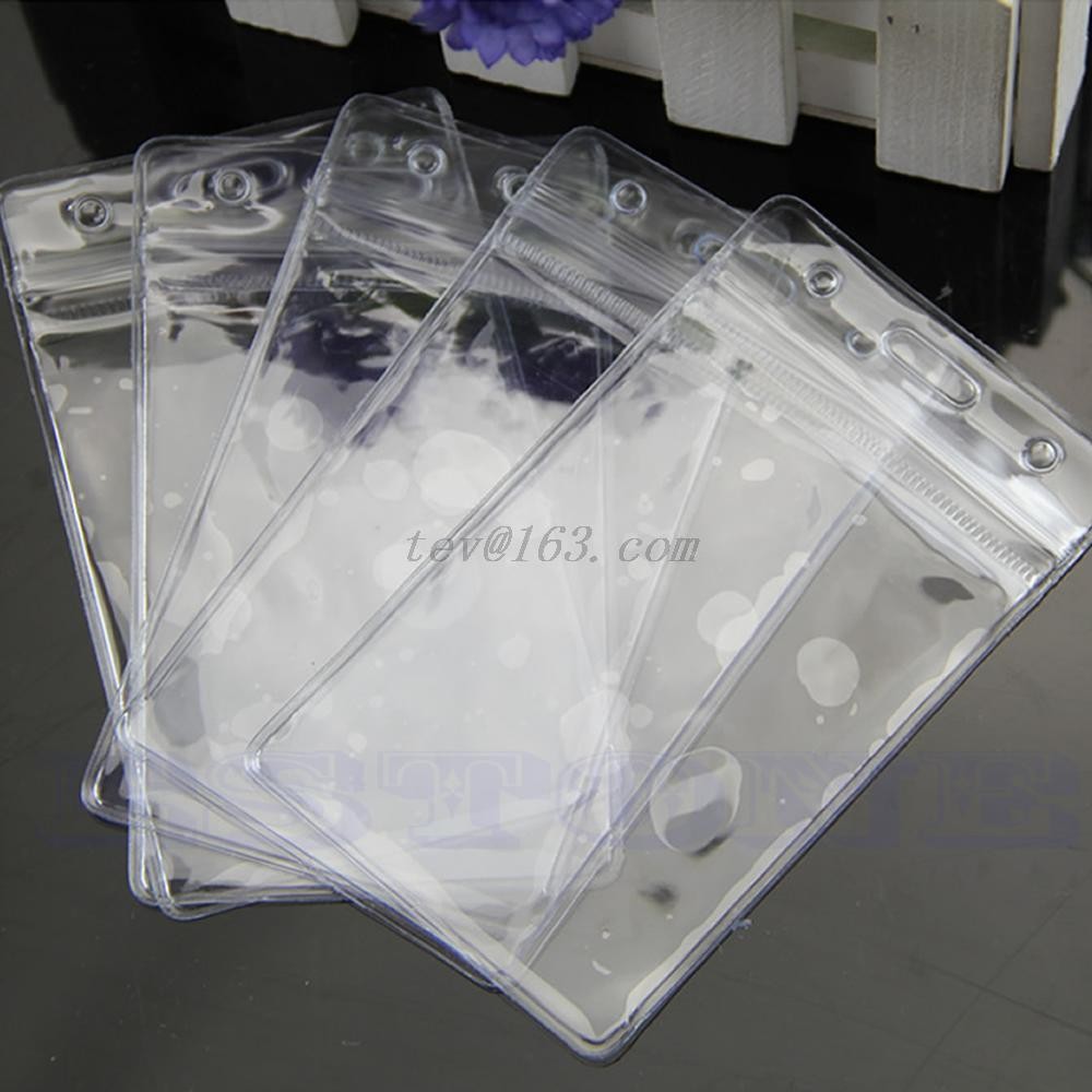 5pcs Unisex Popular Transparent Clear PVC Plastic Badge Work Exhibition ID Name Card Holders Waterproof