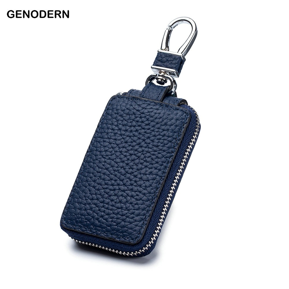 2022 New Genuine Leather Car Key Holder For Men Unisexl Keys Bag Men Leather Key Bag Women Zipper Key